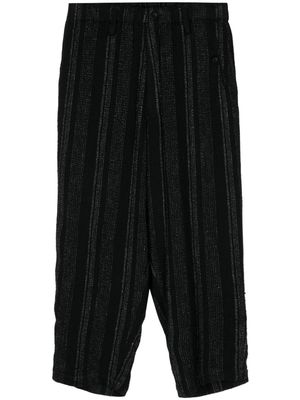 Yohji Yamamoto striped cropped trousers - Blue