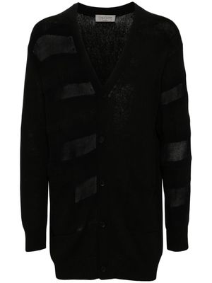 Yohji Yamamoto striped V-neck cardigan - Black