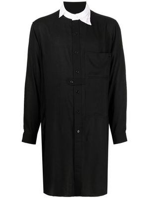 Yohji Yamamoto tab-collar long shirt - Black
