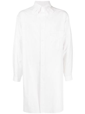Yohji Yamamoto tab-collar long shirt - White