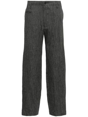 Yohji Yamamoto tapered linen trousers - Grey