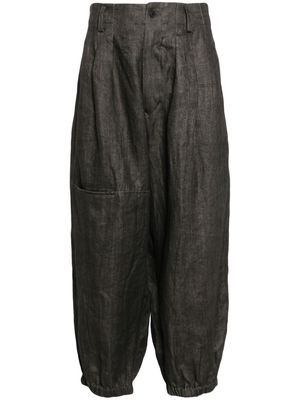 Yohji Yamamoto tapered linen trousers - Neutrals