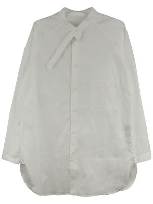 Yohji Yamamoto tie-neck cotton shirt - White