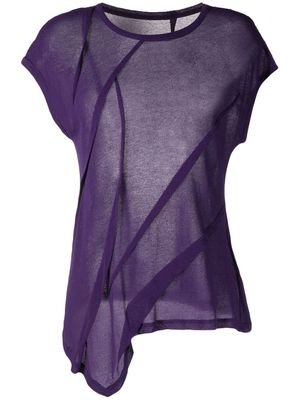 Yohji Yamamoto tuck-detail T-shirt - Purple