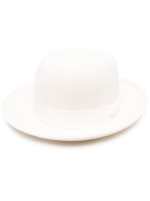 Yohji Yamamoto turn-up brimmed wool hat - White