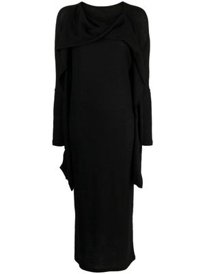 Yohji Yamamoto twist-detail wool midi dress - Black