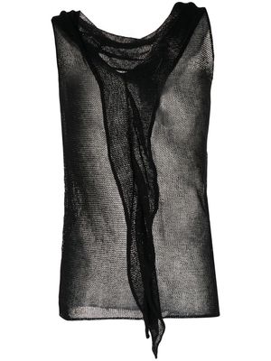 Yohji Yamamoto unbalance semi-sheer vest - Black