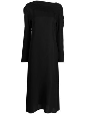 Yohji Yamamoto V-back silk midi dress - Black