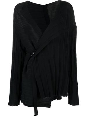 Yohji Yamamoto V-neck asymmetric wrap jumper - Black