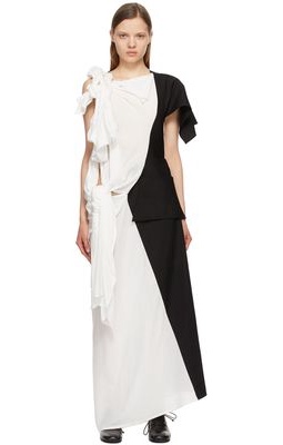 Yohji Yamamoto White & Black Left Body Dress