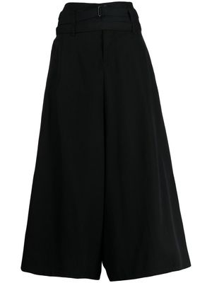 Yohji Yamamoto wide-leg cropped trousers - Black