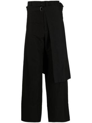 Yohji Yamamoto wide-leg layered trousers - Black