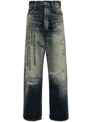 Yohji Yamamoto x Neighborhood mid-rise straight-leg jeans - Blue