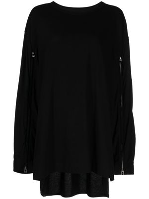 Yohji Yamamoto zip-detail cotton T-Shirt - Black