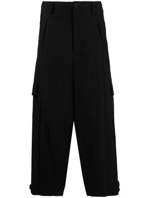 Yohji Yamamoto zip-fastening cotton cropped trousers - Black