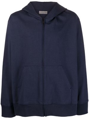 Yohji Yamamoto zip-up cotton hoodie - Blue