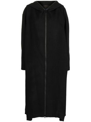 Yohji Yamamoto zip-up hooded coat - Black