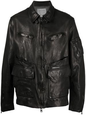 Yohji Yamamoto zip-up leather jacket - Black