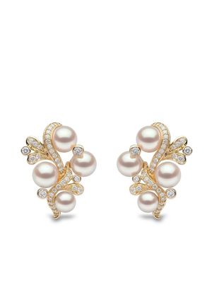 Yoko London 18kt gold diamond and pearl earrings