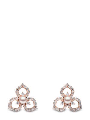 Yoko London 18kt rose gold Petal Akoya pearl and diamond earrings - 9