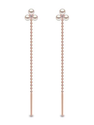 Yoko London 18kt rose gold Trend freshwater pearl and diamond drop earrings - 9