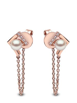 Yoko London 18kt rose gold Trend freshwater pearl and diamond earrings - 9
