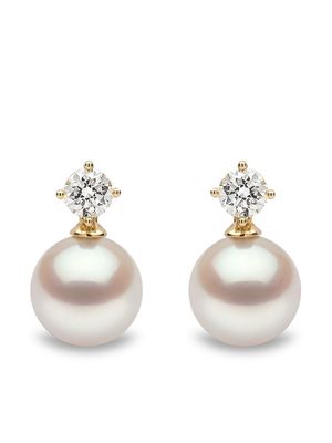 Yoko London 18kt yellow gold Classic Akoya pearl diamond earrings
