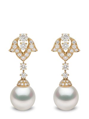 Yoko London 18kt yellow gold diamond pearl drop earrings