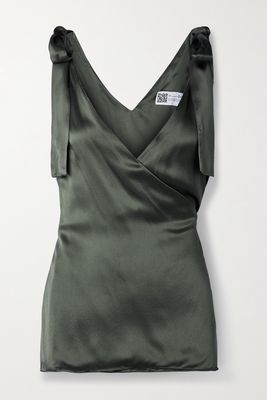 YOOX NET-A-PORTER For The Prince's Foundation - Silk-satin Wrap Top - Green