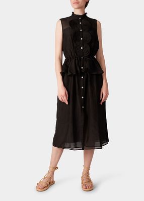 Yordana Frilled Button-Front Midi Dress