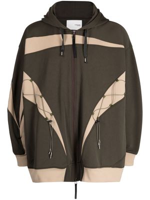 Yoshiokubo Arrow zip-up hooded jacket - Brown