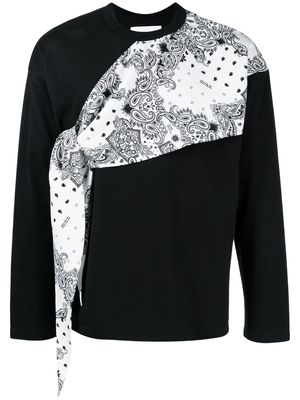 Yoshiokubo contrast-panel long-sleeve T-shirt - Black