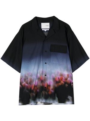 Yoshiokubo Fuzzy Flowers-print shirt - Blue