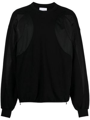 Yoshiokubo mesh-panelling cotton sweatshirt - Black
