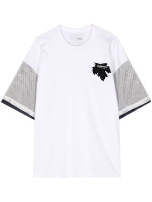 Yoshiokubo mesh-sleeves cotton T-shirt - White