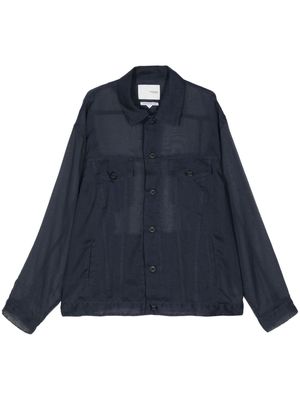Yoshiokubo Organdy semi-sheer shirt jacket - Blue