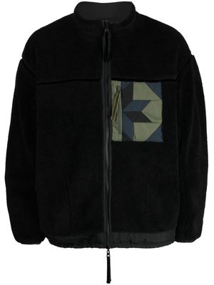 Yoshiokubo patchwork-detailing zip-up jacket - Black