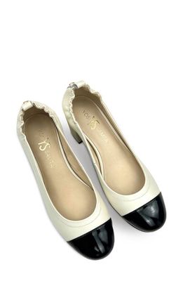 Yosi Samra Heidi Cap Toe Pump in Bone 