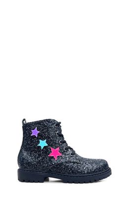 Yosi Samra Kids' Miss Christie Glitter Combat Boot in Black Glitter