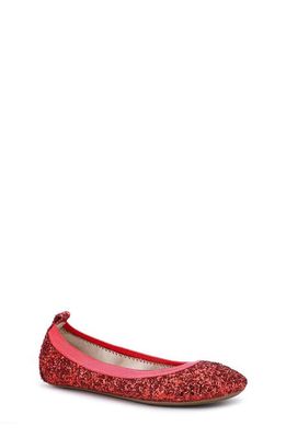 Yosi Samra Kids' Miss Samra Ballet Flat in Ruby Red Chunky Glitter