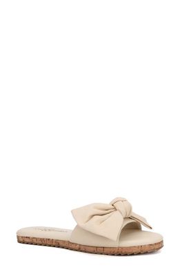 Yosi Samra Mila Bow Slide Sandal in Natural