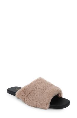 Yosi Samra Noro Faux Fur Slide Sandal in Beige