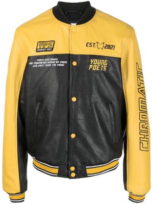 YOUNG POETS two-tone leather bomber jacket - Black