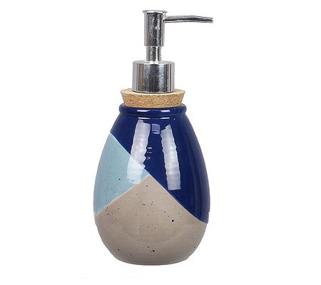 Young's Blue Stripe Soap/Lotion Dispenser