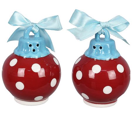 Young's Ceramic Christmas Ornament Ball Salt & epper Shakers