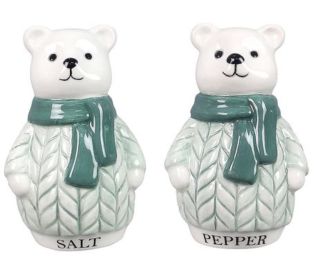 Young's Ceramic Frosty Winter Salt and Pepper S et