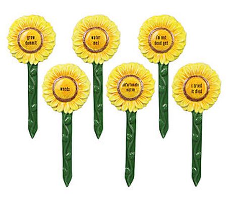 Young's Ceramic Sunflower Stakes, Set of 6