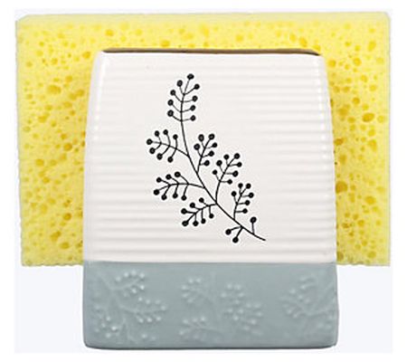 Young's Inc. Ceramic White Winter Sponge Holder with Sponge