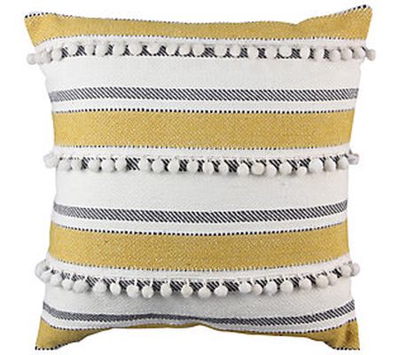 Young's, Inc. Cotton Pillow with Pom-Poms