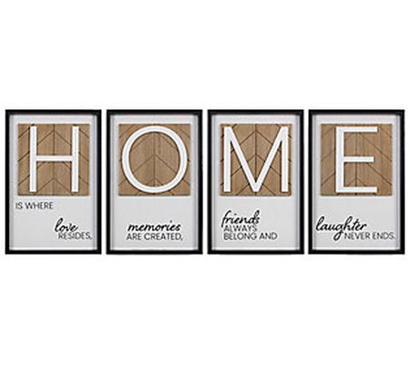 Young's Inc. Wood Country HOME Wall Sign, 4-Pie ce Set